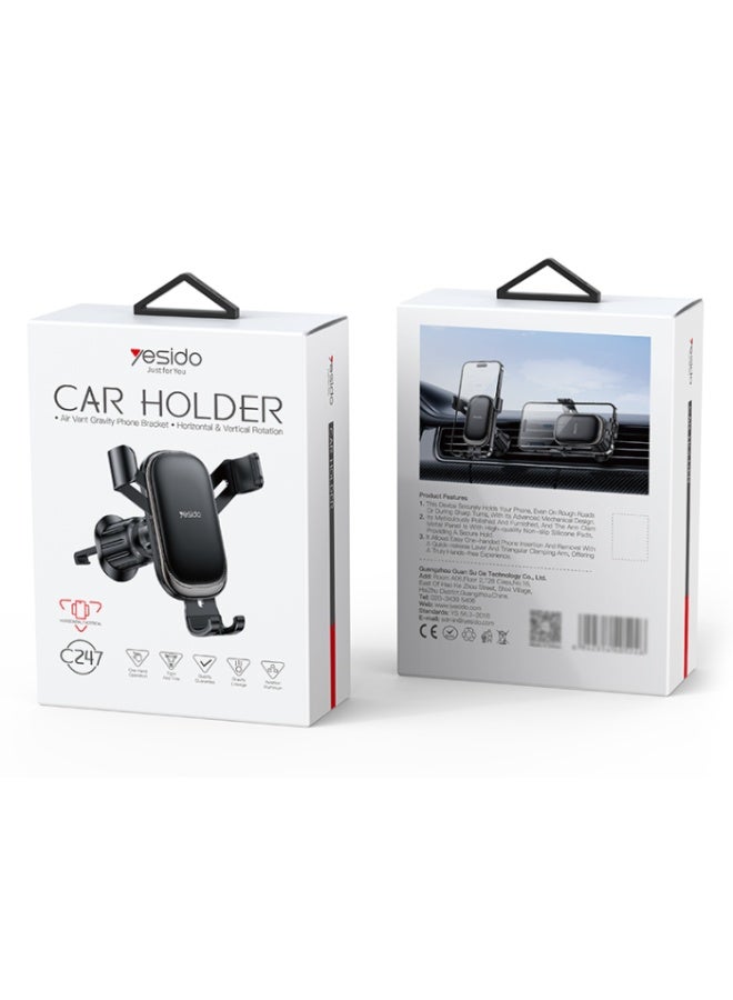 Yesido C247 360°View Angle Horizontal And Vertical Mechanical Tight Lock Cross-screen Gravity Phone Holder - Image 5