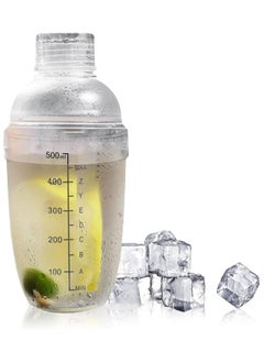Oasisgalore Plastic Cocktail Shaker with Scale Beverage Shaker Bottle with Strainer for Home  - Image 1