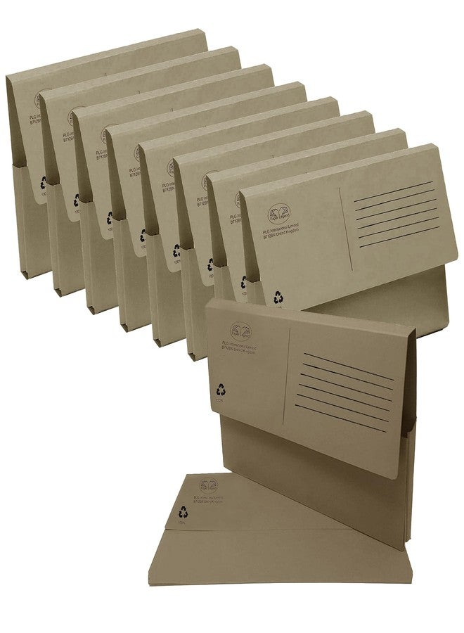 PLG EXPORTS (Pack of 50) A4 Kraft Foolscap Document Wallet 250 GSM, 100% Recycled Paper Brown Half Flap Expanding File Folders for Home, School, Office A4 Document Organiser Paper Envelopes and Storage Folder - Image 1
