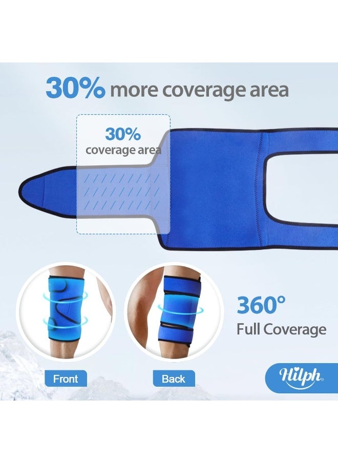 Hilph Large Knee Ice Pack Wrap For Replacement Surgery And Meniscus Tear, Reusable Hot Cold Compression Knee Wrap With 2 Gel Cold Packs Around Entire Knee For Pain Relief, Acl, Swelling, Blue  - Image 3