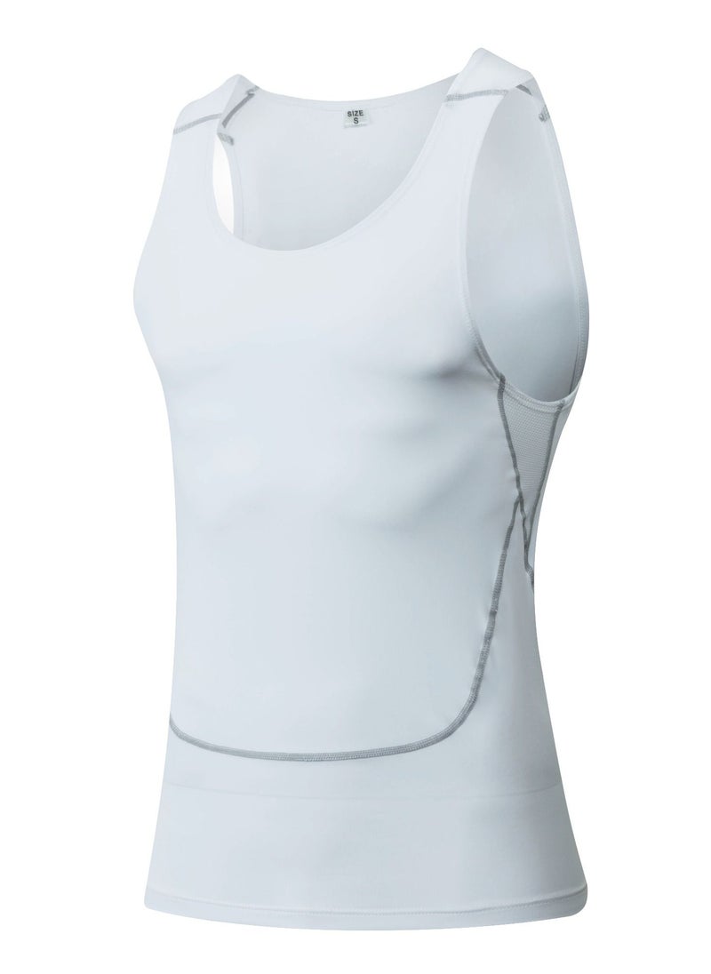 Loquat Men Quick Dry Breathable Elastic Sleeveless Shirt White  - Image 1