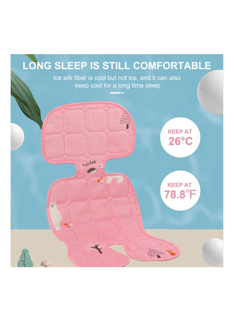 SYOSI Baby Stroller Cooling Liner with Stroller Mosquito Net, Pushchair Liner Breathable Stroller Seat Liner Pushchair Accessory Infant Seat Cushion for Pushchair Stroller Pram Buggy and Car Seat (Pink)  - Image 3