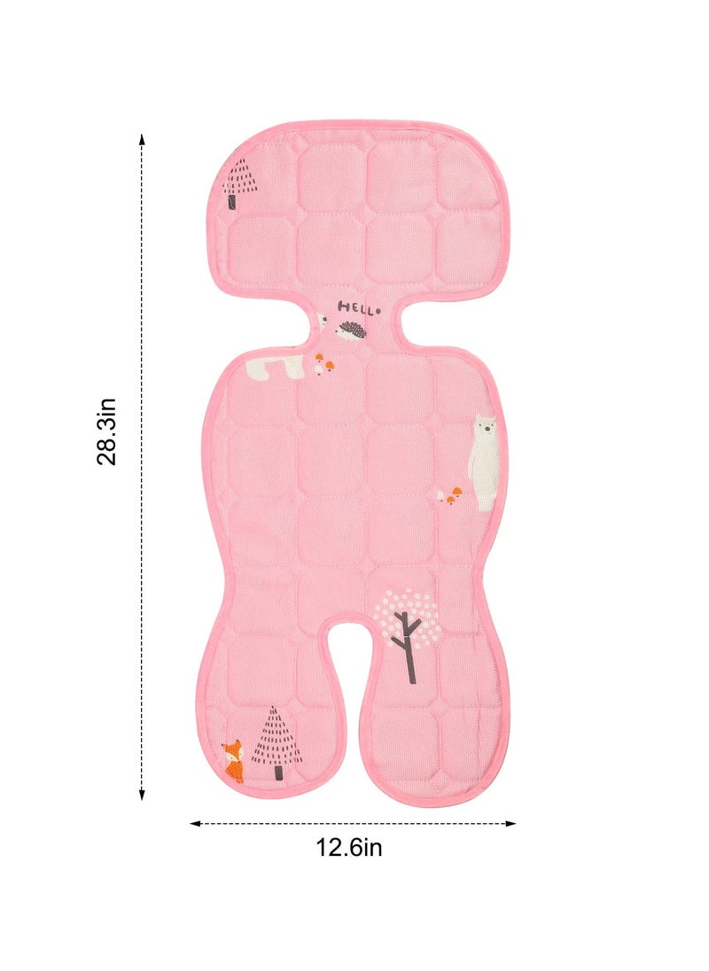SYOSI - Baby Stroller Cooling Liner with Stroller Mosquito Net, Pushchair Liner Breathable Stroller Seat Liner Pushchair Accessory Infant Seat Cushion for Pushchair Stroller Pram Buggy and Car Seat (Pink) - Image 1