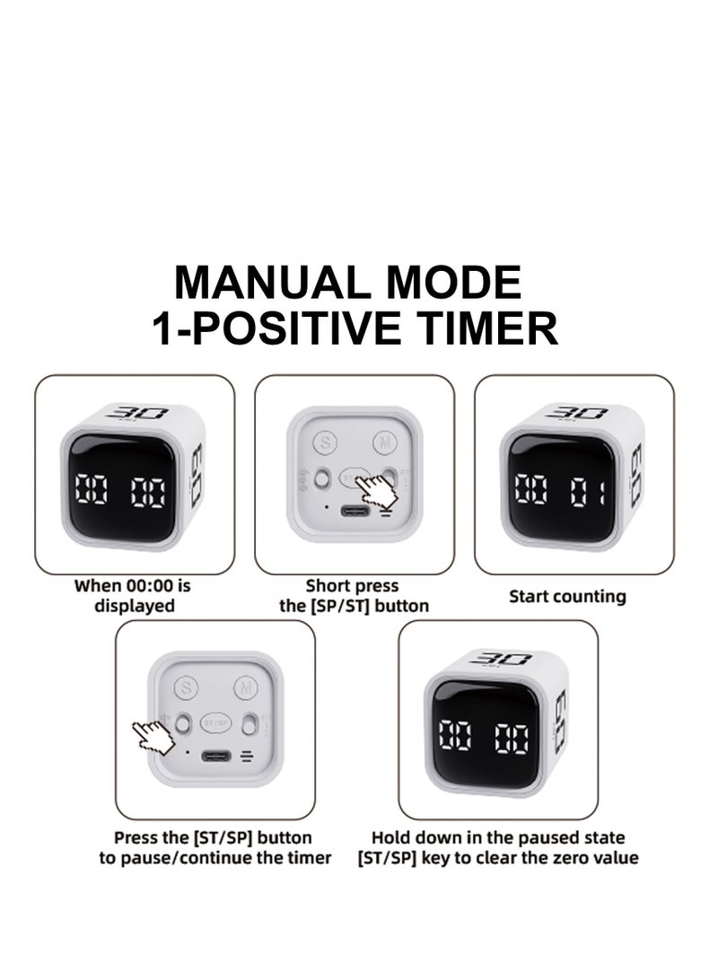 Upgraded Rechargeable 500mAh Cube Pomodoro Timer, Productivity Timer, Timer for Kids, Kitchen Timer, Digital Timer for Cooking, Desk Timers for Classroom, Teacher, Toothbrush, Exercise, Oven, Baking - Image 5