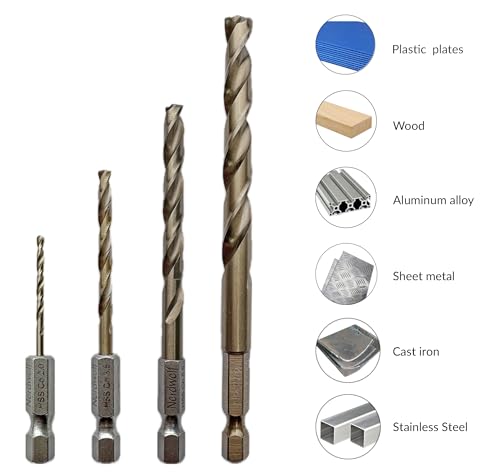 NordWolf 14-Piece Metric Cobalt Drill Bit Set for Stainless Steel & Hard Metals, with 1/4" Hex Shank for Quick Chucks & Impact Drivers, Sizes 1.5mm to 10.0mm in Storage Case - Image 4