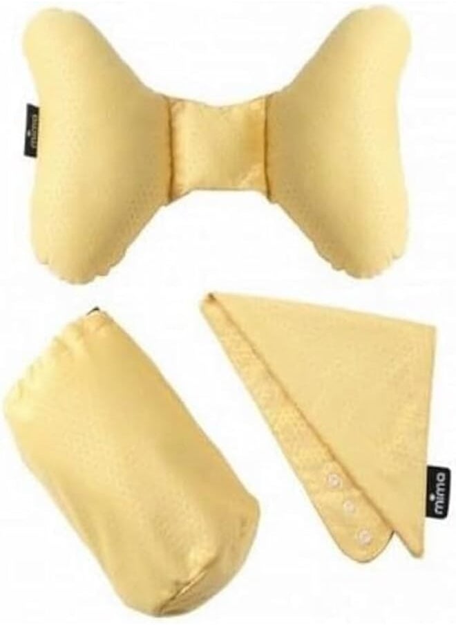 mima Mima Baby Pillow and Bibs Travel Kit, Banana Yellow 