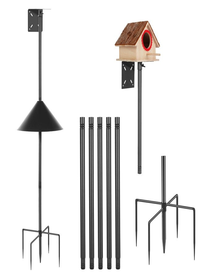 عمود تغذية طيور ذكي متوافق مع Bird Buddy وBluebird House ومجموعة متنوعة من أنماط بيوت الطيور - عمود بيت طيور قابل للتعديل (من 32 بوصة إلى 92 بوصة) - طقم تثبيت حامل تغذية طيور شديد التحمل، أسود - Image 1