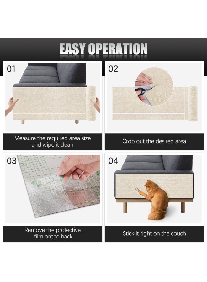 Self Adhesive Cat Scratch Protector Mat, Cuttable Sofa Furniture Anti Scratch Cover Pad 100x40cm, Beige - Image 4