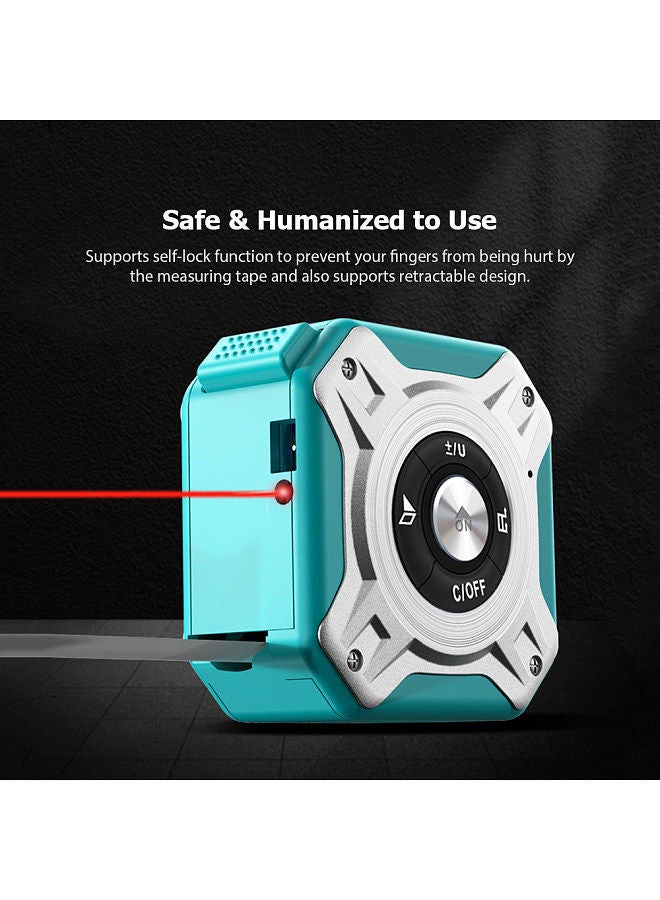 3 in 1 Laser Tape Measure Digital Ranger Finder 16Ft Measuring Tape 131Ft Rechargeable Multi Function Laser Measure Distance/ Area/ Volume/ Pythagorean, Unit Switching, Data Storage