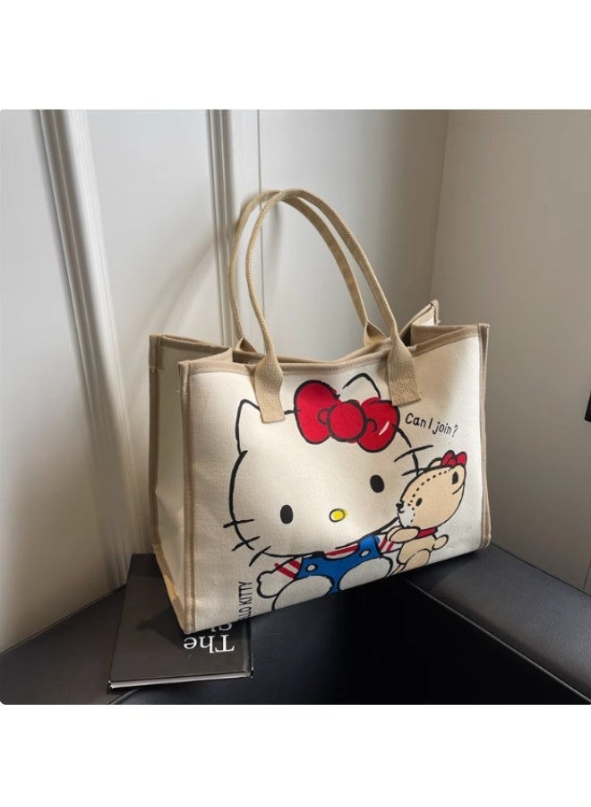 Sanrio Hello Kitty Tote Bag  Cute Canvas Shoulder Bag With Printed Design  - Image 2