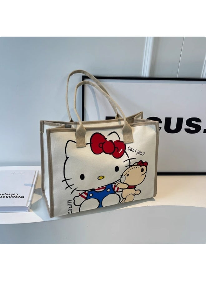 Sanrio Hello Kitty Tote Bag  Cute Canvas Shoulder Bag With Printed Design  - Image 3