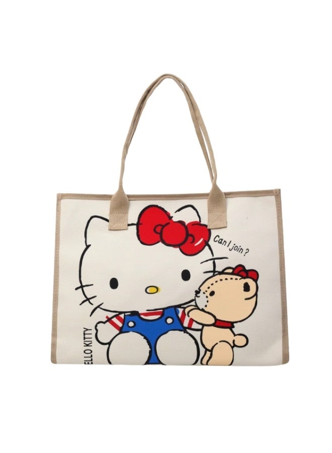 Sanrio Hello Kitty Tote Bag  Cute Canvas Shoulder Bag With Printed Design  - Image 1