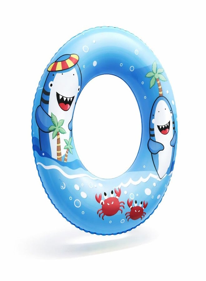 SOLDTRUE Summer Shark Kids Inflatable Swim Ring, Blue Shark Pool Float Tube Swimming Pool Shark Float Tube for Kids (70 cm.)(1 Pcs) - Image 1