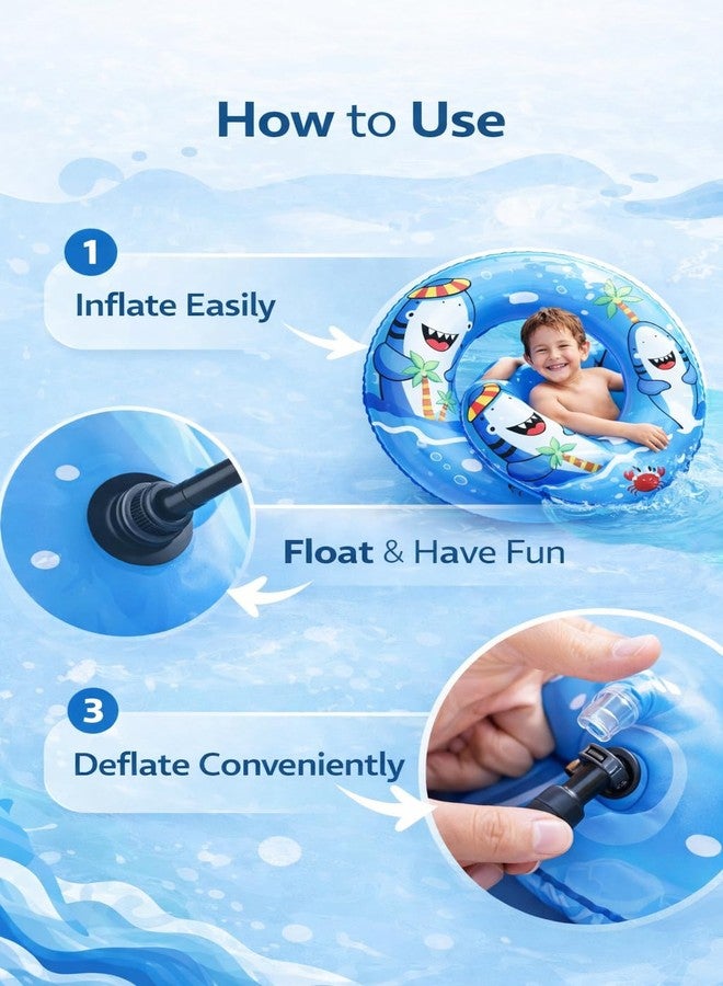 SOLDTRUE Summer Shark Kids Inflatable Swim Ring, Blue Shark Pool Float Tube Swimming Pool Shark Float Tube for Kids (70 cm.)(1 Pcs) - Image 3