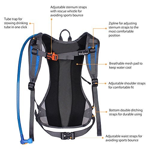 Unigear Hydration Pack Backpack with 70 oz 2L Water Bladder for Running, Hiking, Cycling, Climbing, Camping, Biking (Blue) - Image 3