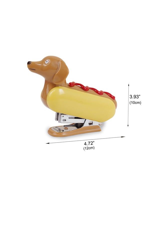 Yobro Desk Stapler Set,Office Supply Kit Includes Tape Dispenser & Mini Stapler,Miniature Dachshund Hot Dog Design with Squeezing Toy - Image 4
