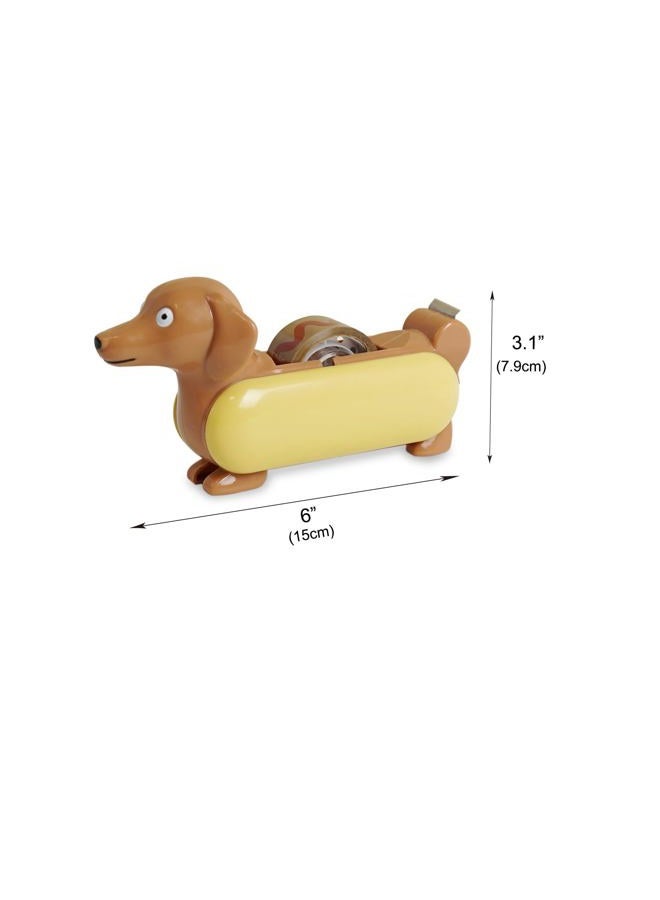 Yobro Desk Stapler Set,Office Supply Kit Includes Tape Dispenser & Mini Stapler,Miniature Dachshund Hot Dog Design with Squeezing Toy - Image 3