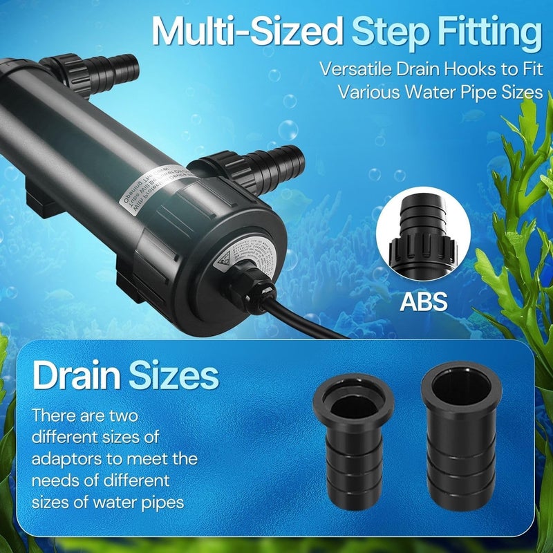 Flexzion Pond UV Lights for Outdoor Ponds - 9W Small Light, 2113-Gal Capacity, 1500L/H UV Pond Clarifier for Outdoor Ponds, Clears Water in Days (CUV-109A) - Image 5
