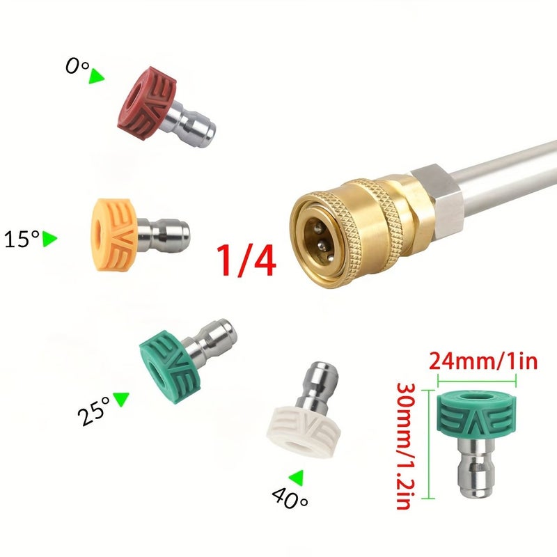 Pressure Washer Spray Nozzles 1/4 Quick Connect Heavy Duty Wide Pattern Green - Image 2