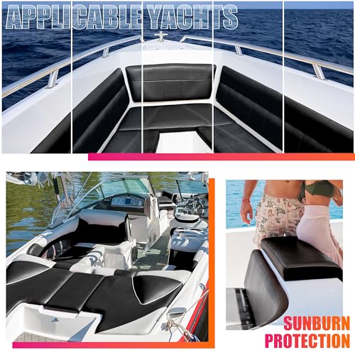 Meneng Marine Vinyl Upholstery Faux Leather: Meneng Black Grain Faux Leather 54"x36" Marine Vinyl Fabric Waterproof Durable for DIY Upholstery Boat Car Sofa - Image 3