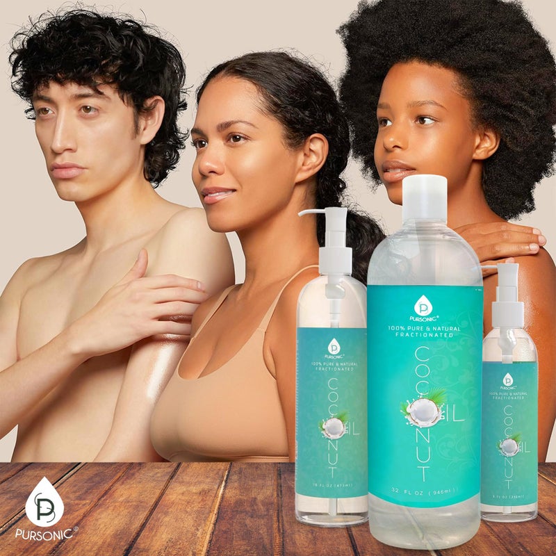 Pursonic Pure Unscented Fractionated Coconut Oil - 32 Oz Multipurpose Oil for Skin, Hair, Body Massage & Makeup Removal - Carrier Oil for Essential Oils and Aromatherapy - Image 4
