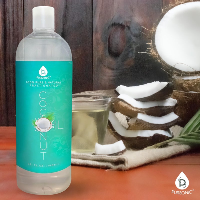Pursonic Pure Unscented Fractionated Coconut Oil - 32 Oz Multipurpose Oil for Skin, Hair, Body Massage & Makeup Removal - Carrier Oil for Essential Oils and Aromatherapy - Image 2
