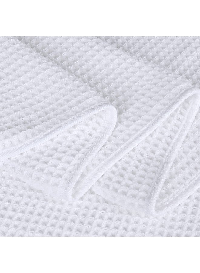 POLYTE Oversize, 60 x 30 in., Quick Dry Lint Free Microfiber Bath Towel Set, 6 Piece (White, Waffle Weave) - Image 3