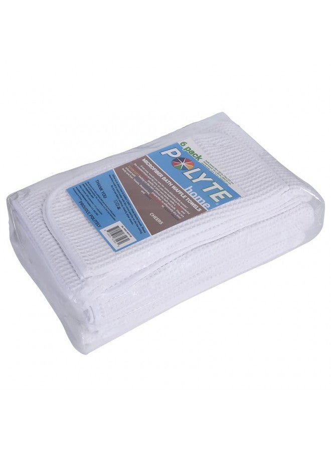 POLYTE Oversize, 60 x 30 in., Quick Dry Lint Free Microfiber Bath Towel Set, 6 Piece (White, Waffle Weave) - Image 5