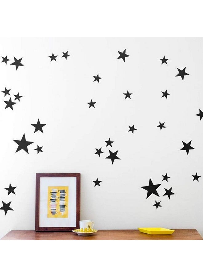 thovorrnl 110Pcs Stars Wall Decal Vinyl Sticker, Removable Children Kids Art DIY Sticker Mural for Boy Girls Baby Room Decoration Good Night Nursery Wall Decor Home House Bedroom Design (Black) - Image 1