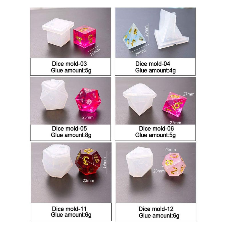 Szcelling Szecl 7 Shapes Molds for Resin Casting - Standard Game Dice Fillet Square Triangle Mold for Digital Games - Families Handmade Craft Tool - Image 2