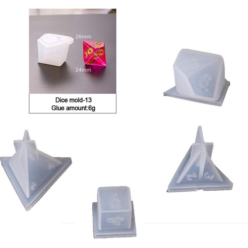 Szcelling Szecl 7 Shapes Molds for Resin Casting - Standard Game Dice Fillet Square Triangle Mold for Digital Games - Families Handmade Craft Tool - Image 3