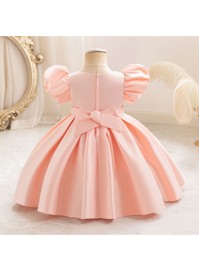Children's Princess Dress With Trendy Bubble Sleeves Cute Performance Outfit Festival Formal Dress  Skirt - Image 3