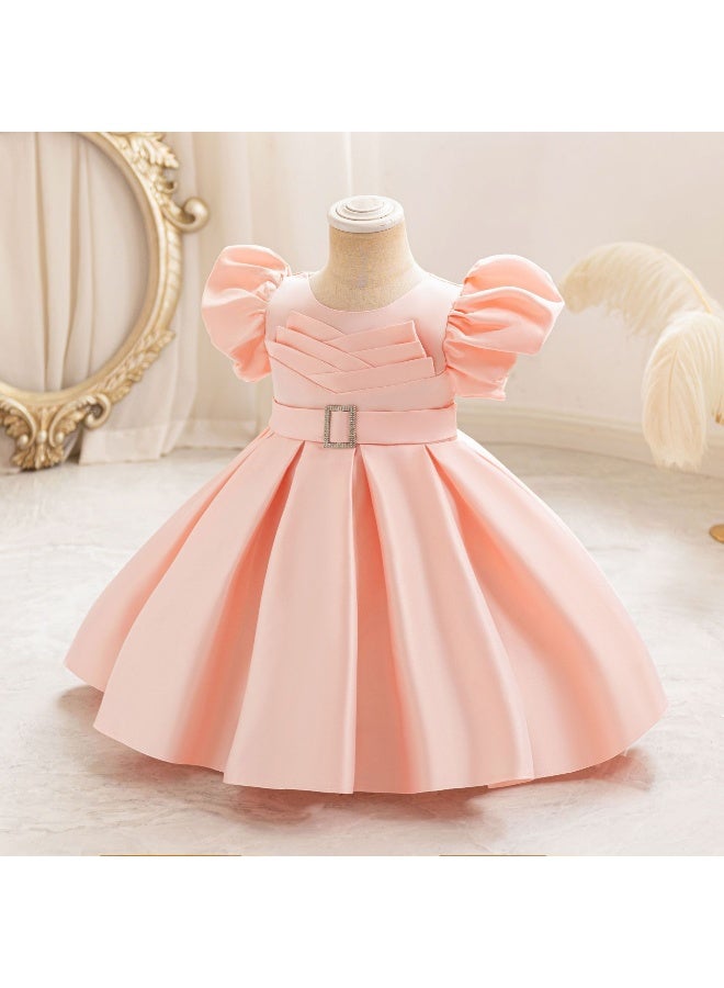 Children's Princess Dress With Trendy Bubble Sleeves Cute Performance Outfit Festival Formal Dress  Skirt - Image 2