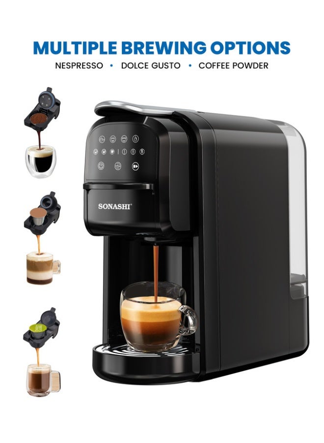 SONASHI Buy 3 in 1 Multi Capsule Coffee Machine and Get  - Cake Pop Maker (12 Pcs) | Digital Touch Coffee Maker with Non-Stick Baking Cake Pop Maker | Nespresso/Dolce Gusto/Coffee Powder Coffee Machine 700 ml 1400 W SCM-4985 + SCPM-872 Black - Image 2