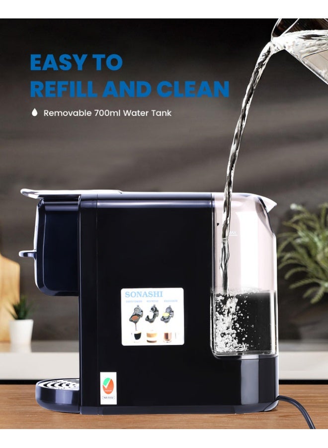 SONASHI Buy 3 in 1 Multi Capsule Coffee Machine and Get  - Cake Pop Maker (12 Pcs) | Digital Touch Coffee Maker with Non-Stick Baking Cake Pop Maker | Nespresso/Dolce Gusto/Coffee Powder Coffee Machine 700 ml 1400 W SCM-4985 + SCPM-872 Black - Image 5