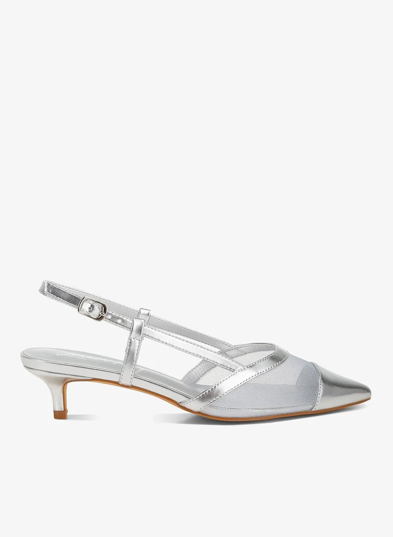 Mesh Slingback Sandals in Silver