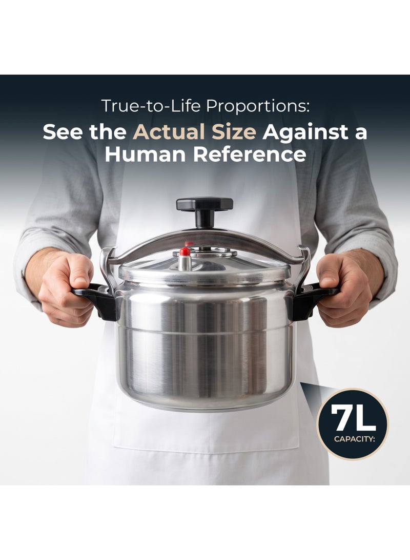 BLACKSTONE 7LLiters Blackstone ECO Aluminum Pressure Cooker 7L Outer Lid Dishwasher Safe Silver Cooker for Rice Dal Chicken Vegetables and Family Meals silver - Image 2