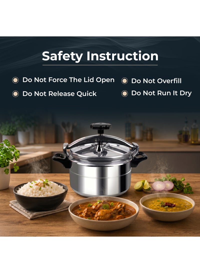 BLACKSTONE 7LLiters Blackstone ECO Aluminum Pressure Cooker 7L Outer Lid Dishwasher Safe Silver Cooker for Rice Dal Chicken Vegetables and Family Meals silver - Image 4