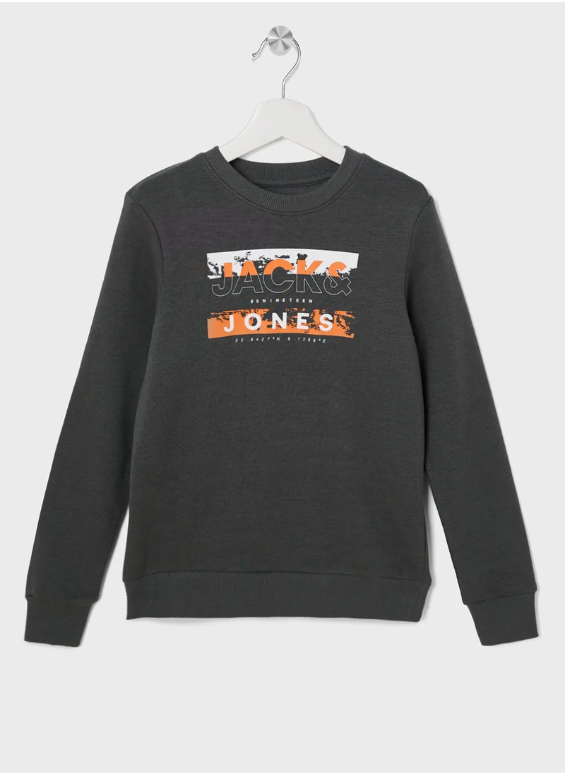 جاك وجونز جونيور Kids Graphic Print Crew Neck Sweatshirt