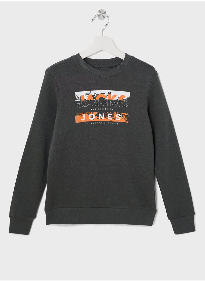 Jack & Jones Junior - Kids Graphic Print Crew Neck Sweatshirt - Image 1