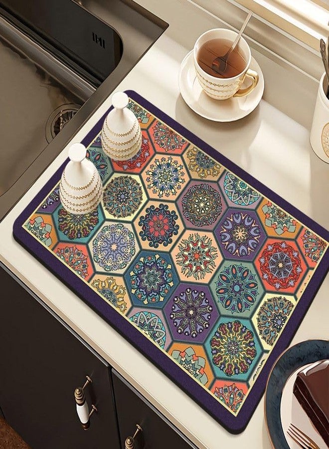 TAGPR Dish Drying mat Water Absorbent mats for Kitchen Utensils Large Dry Drying for Kitchen Large Size 58x38cm - Image 1