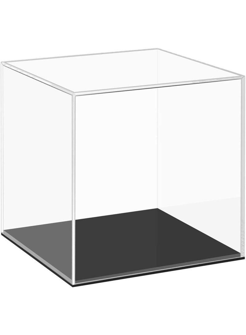 SLASA Clear Acrylic Display Case with Black Base, Countertop Box Cube Organizer Stand – 6x6x6 Inch - Image 1