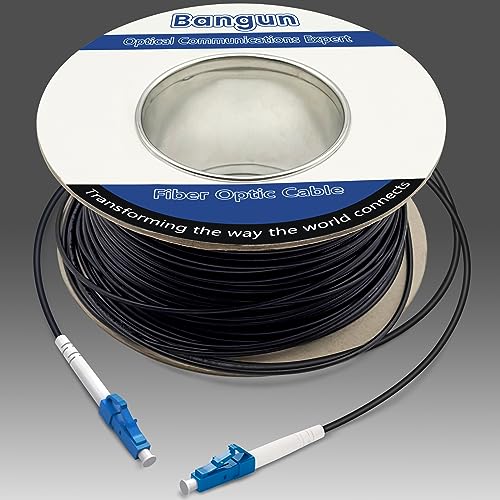 Bangun 100 Meters LC to LC Outdoor Armored Simplex Fiber Patch Cable Single Mode Fiber Optic Cable Jumper Optical Patch Cord 9125um OS1OS2 Compatible Low Friction LSZH Black - Image 1
