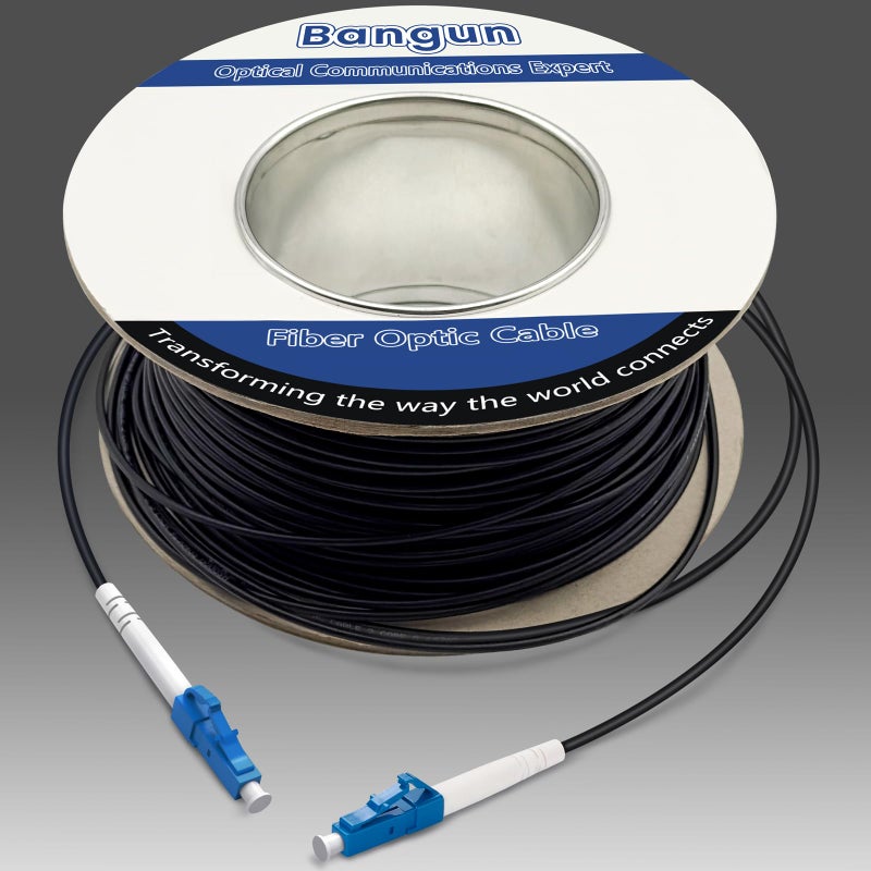 Bangun 100 Meters LC to LC Outdoor Armored Simplex Fiber Patch Cable Single Mode Fiber Optic Cable Jumper Optical Patch Cord 9125um OS1OS2 Compatible Low Friction LSZH Black - Image 2