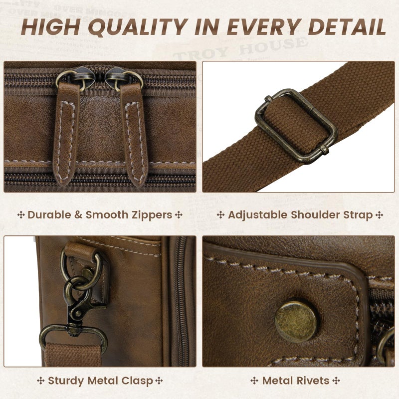 RAINSMORE Mens Laptop Bag 16 Inch Leather Briefcase Vintage Messenger Bag for Men Large Crossbody Shoulder Office Computer Bag Retro College Satchel Bag for Work, Business,Travel, Brown - Image 5
