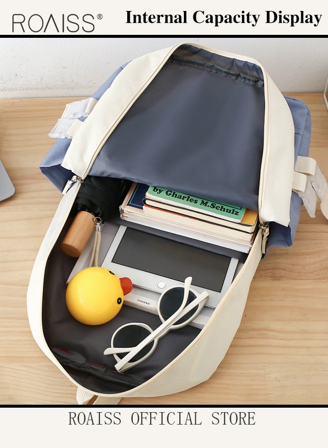 roaiss 5 Piece Backpack Set In the Same Color Large Capacity Design with Stylish Pattern Print Practical Backpack Combination for Students Including Backpack Handbags Crossbody Bag Pencil Case - Image 3