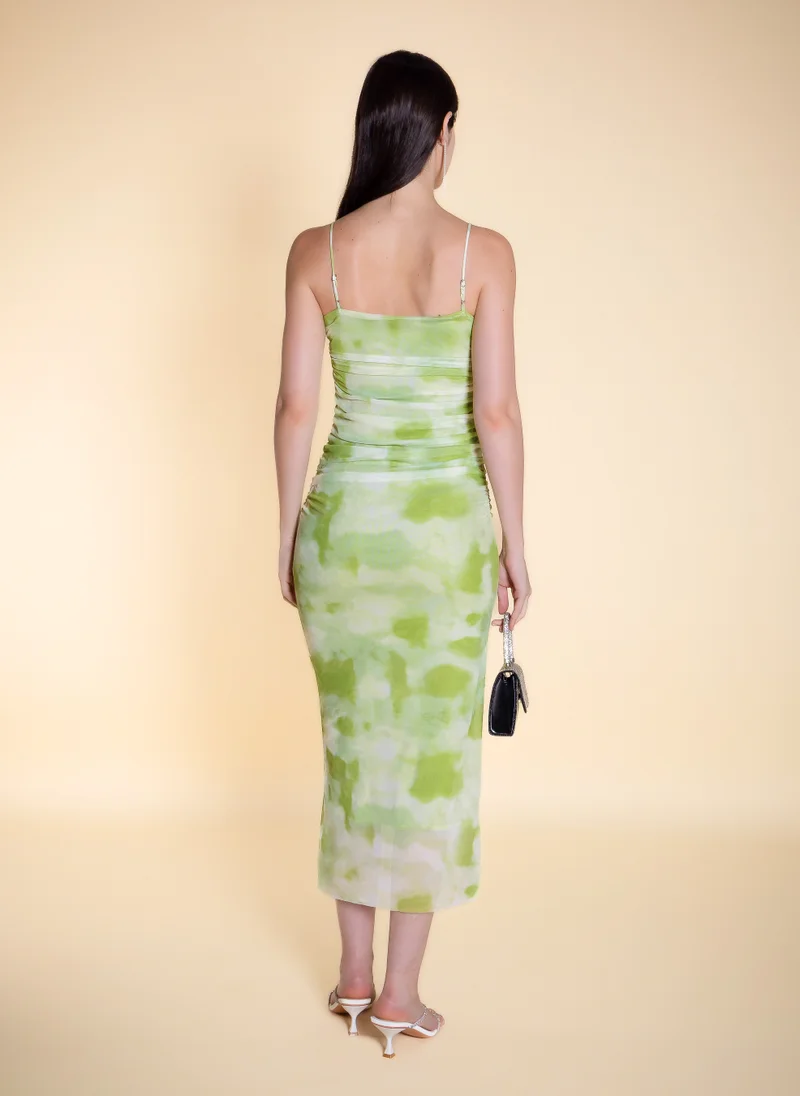 Shapes Green PRINTED CHIFFON PENCIL DRESS for Women | Best Price UAE