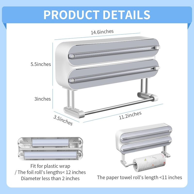 Enem 3 in 1 Cling Wrap Dispenser with Cutter with Free 2in1 Aluminium Foil Paper Butter Paper Roll with 1 Year Warranty Customer Support from Enem - Image 3
