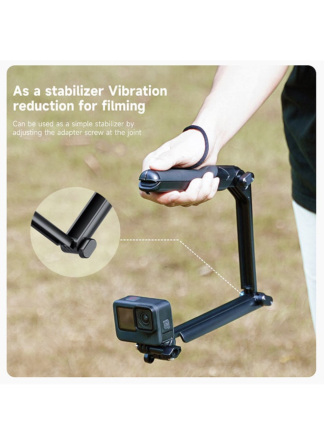 Generic - TELESIN TE-TPR-009 Tripod Stand Foldable Pole 360° Rotatable Selfie Stick Multi-Mount Tripod 3-Way Adjustable Handler Grip Mutifunctional Camera Stick Compatible with GoPro11/10/9 - Image 1