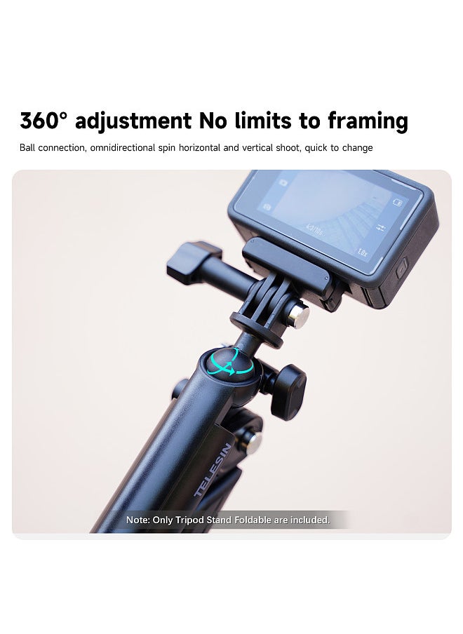 Generic - TELESIN TE-TPR-009 Tripod Stand Foldable Pole 360° Rotatable Selfie Stick Multi-Mount Tripod 3-Way Adjustable Handler Grip Mutifunctional Camera Stick Compatible with GoPro11/10/9 - Image 1